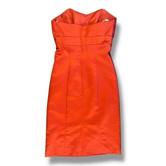 Alfred Angelo Reddish Orange Strapless Midi Cocktail Dress Sz 4 - Picture 5 of 10